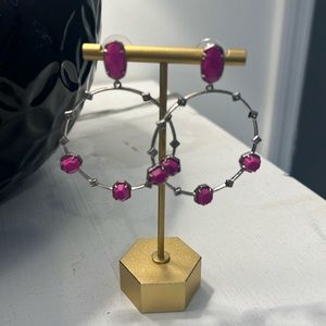 Silver kinder scott earrings with pink stone